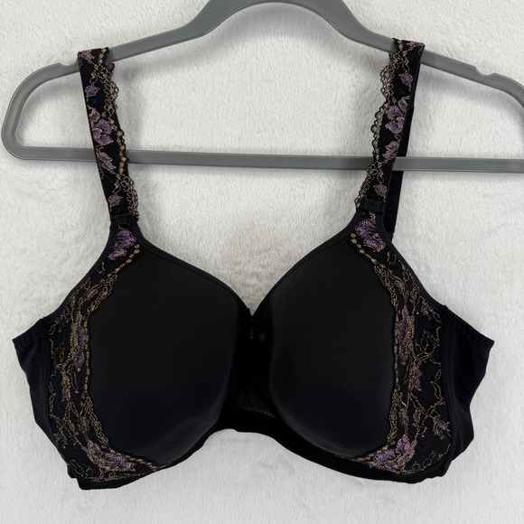 Rosa Faia Beautyfull Colette Bra Black Floral Lace Trim Underwire Size 40E - Picture 1 of 9
